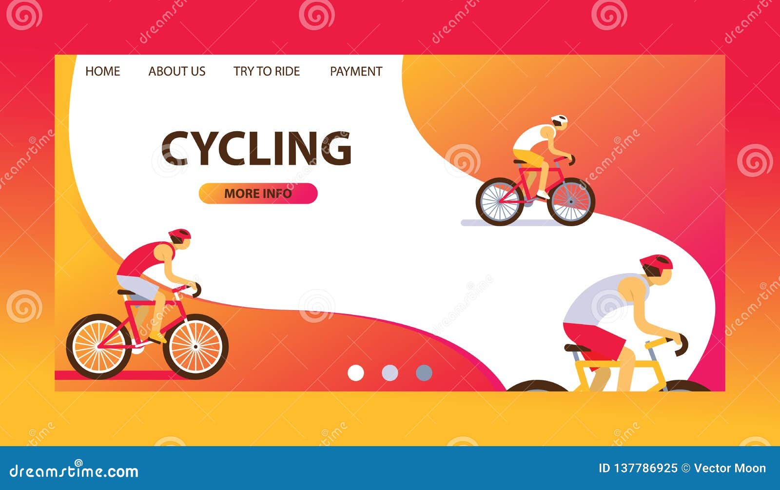 Triathlon Track Vector Illustration. Cycling Website Design. Cartoon ...