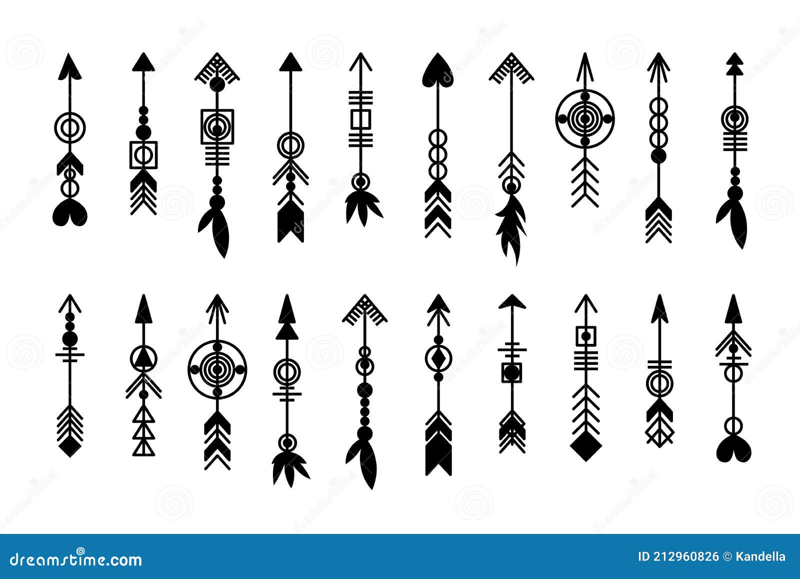 Tribal arrow set. stock vector. Illustration of tribal - 212960826