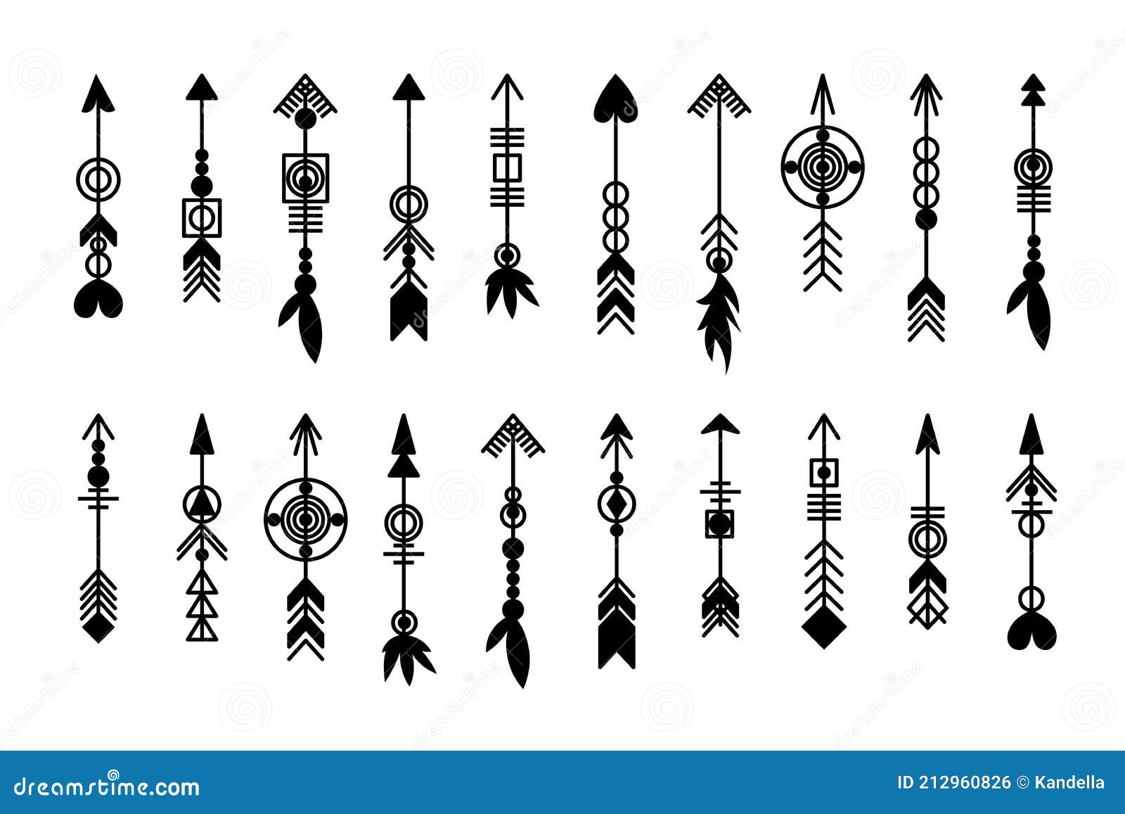 Arrows and heart tattoo sketch flat color line Vector Image