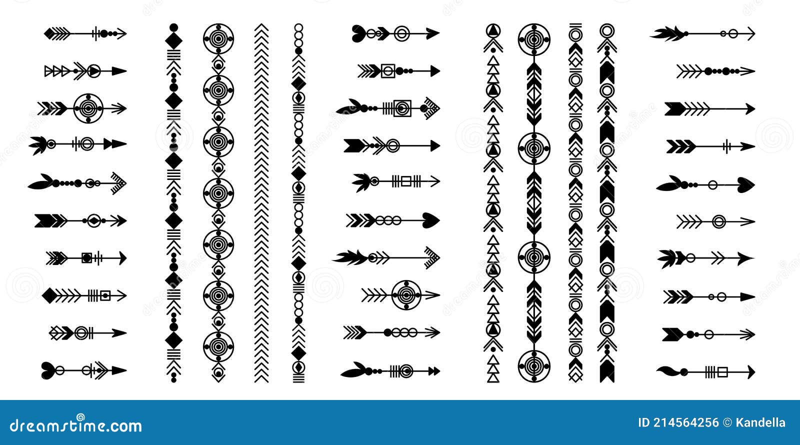 Tribal arrow set. stock vector. Illustration of abstract - 214564256