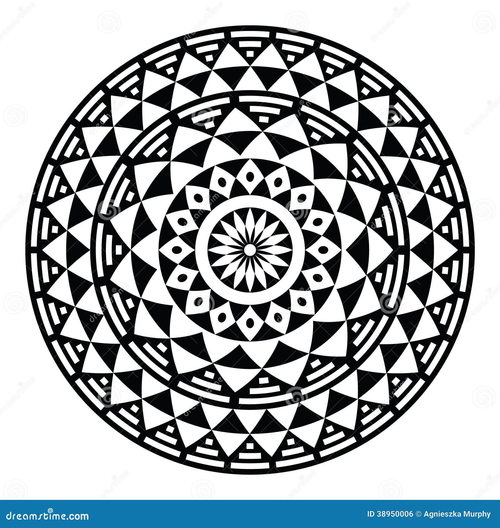 Tribal Aztec Geometric Pattern Or Print In Circle Stock Illustration ...