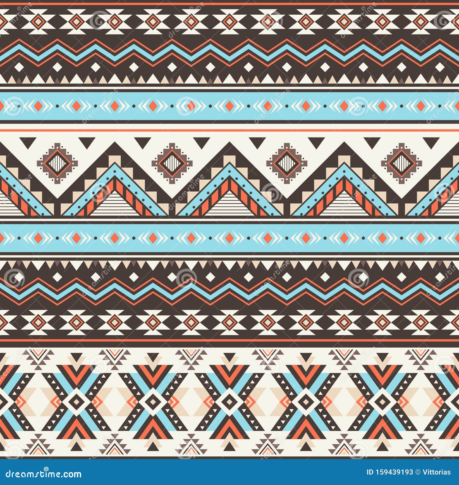 Tribal Aztec Geometric Seamless Pattern Stock Vector - Illustration of ...