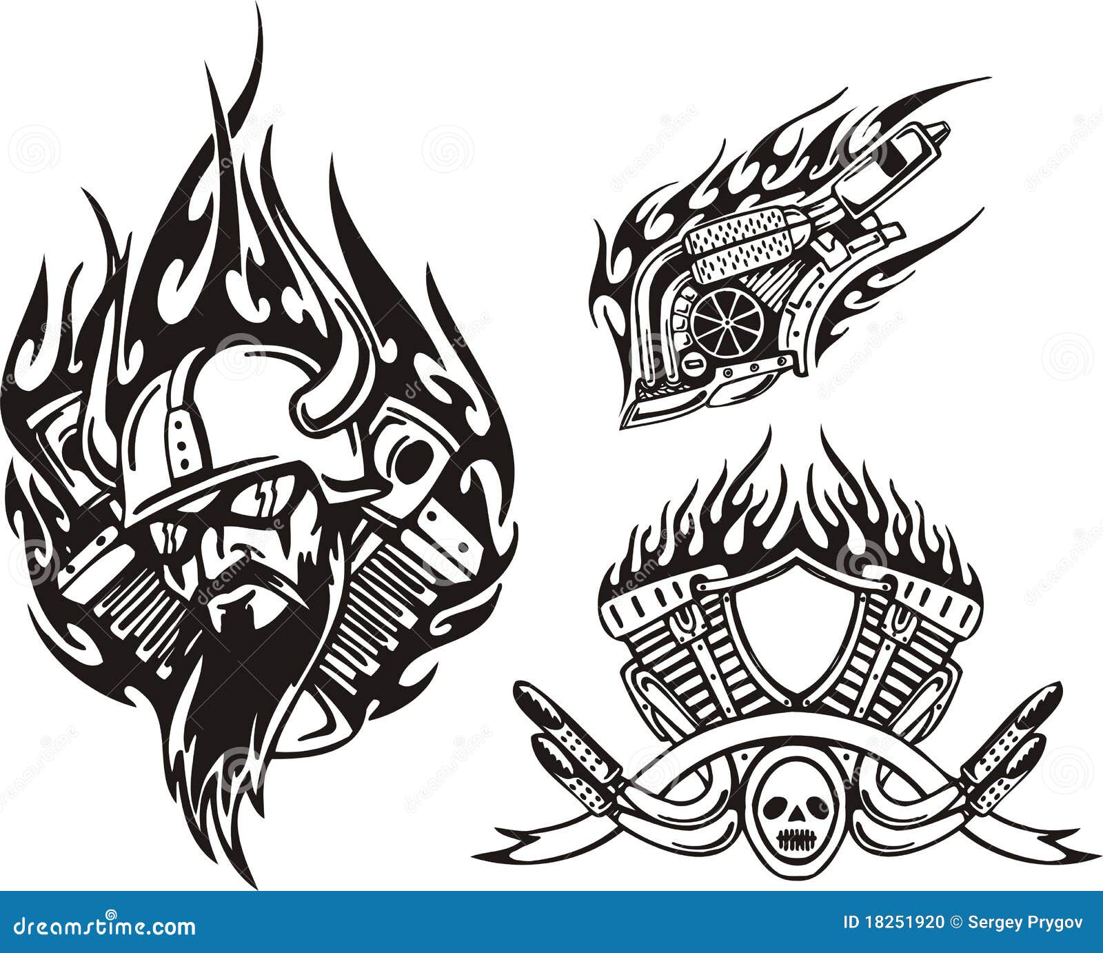 Motorcycle Tattoo Style Stock Vector 24578263  Shutterstock  Motorcycle  tattoos Bike tattoos Tribal tattoos