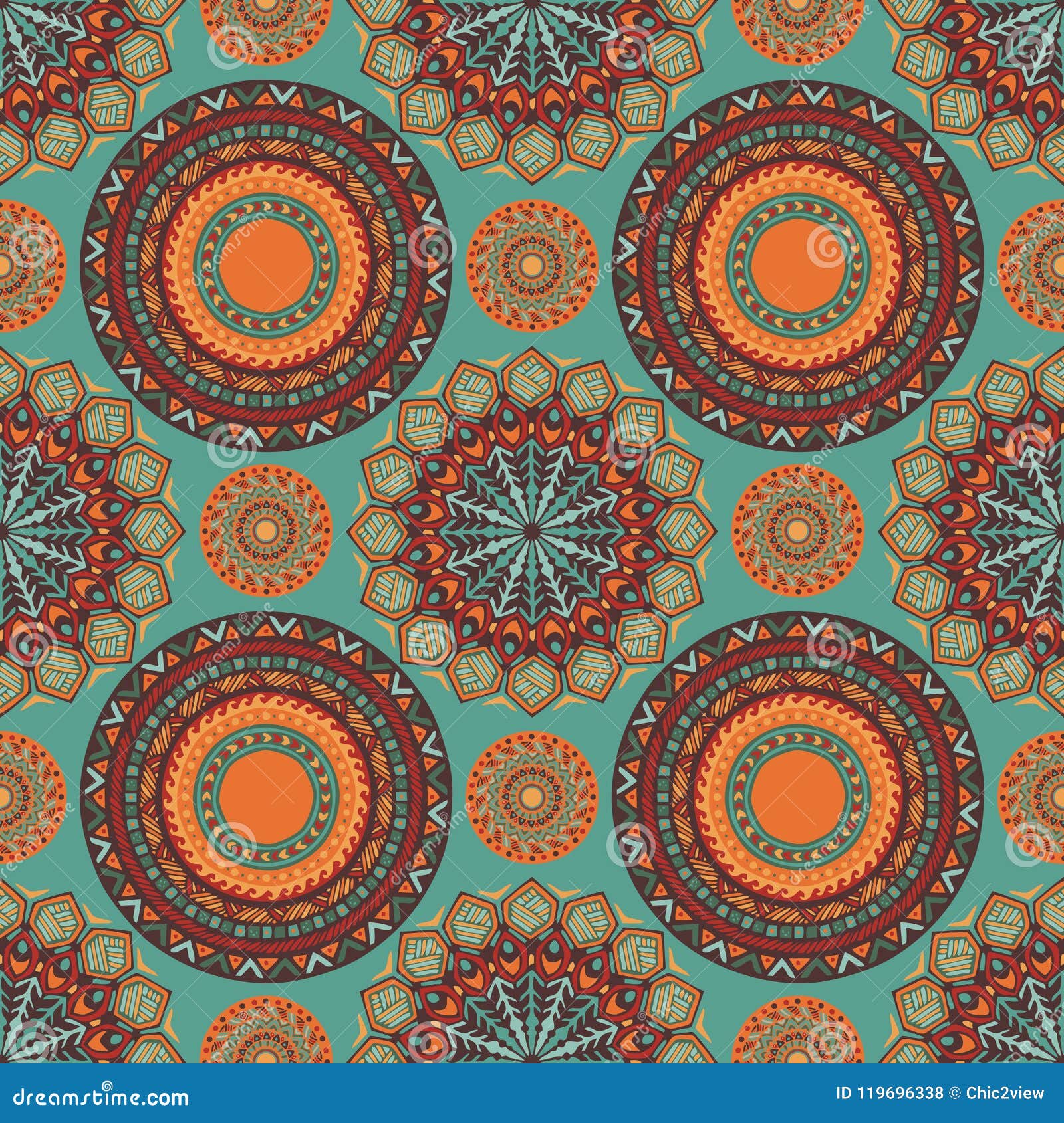 tribal boho chic  for mandala style seamless pattern with south western color tone