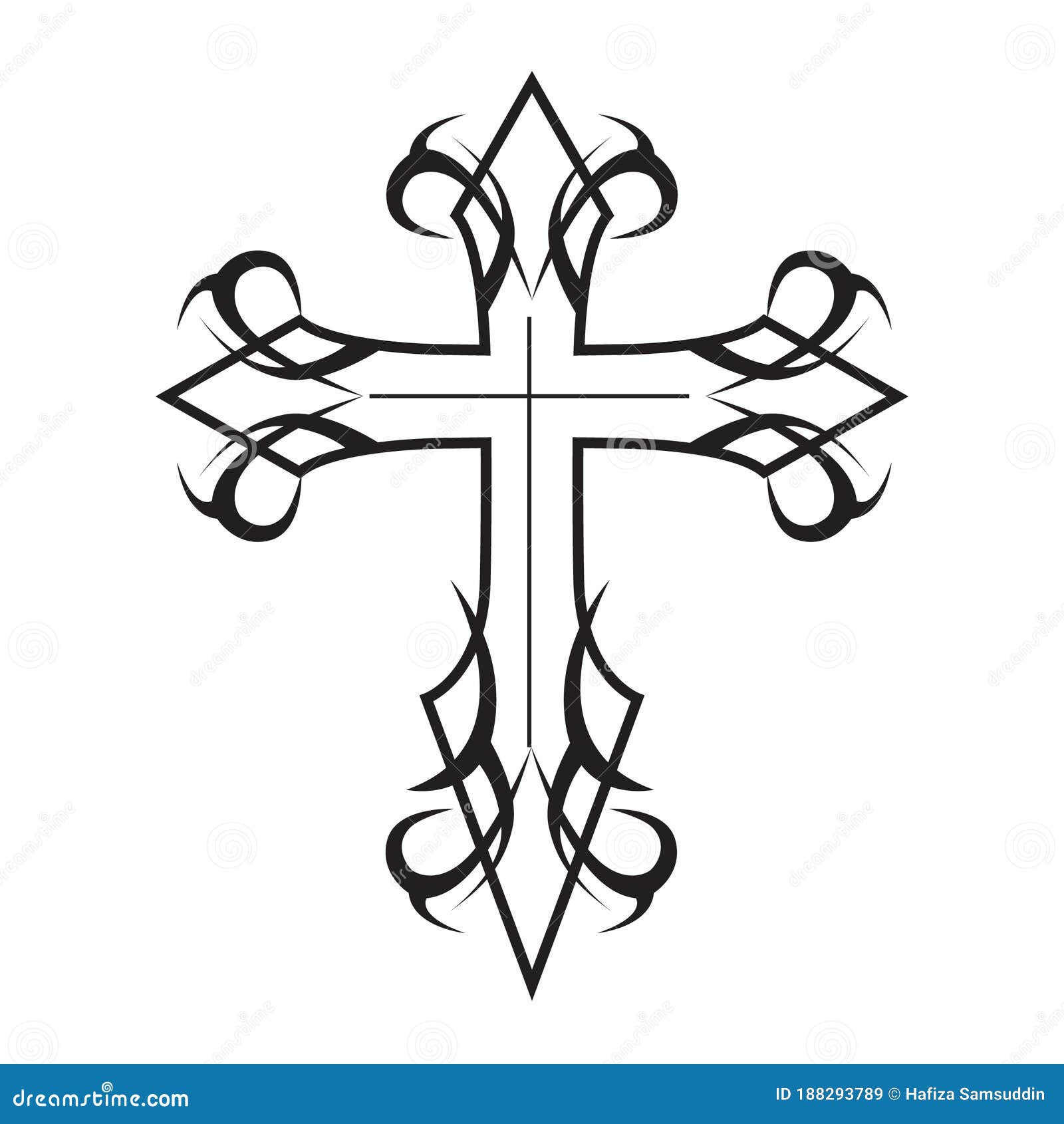 Tribal Cross Tattoo. Vector Illustration Decorative Design Stock Vector - Illustration of cross, symbols: 188293789