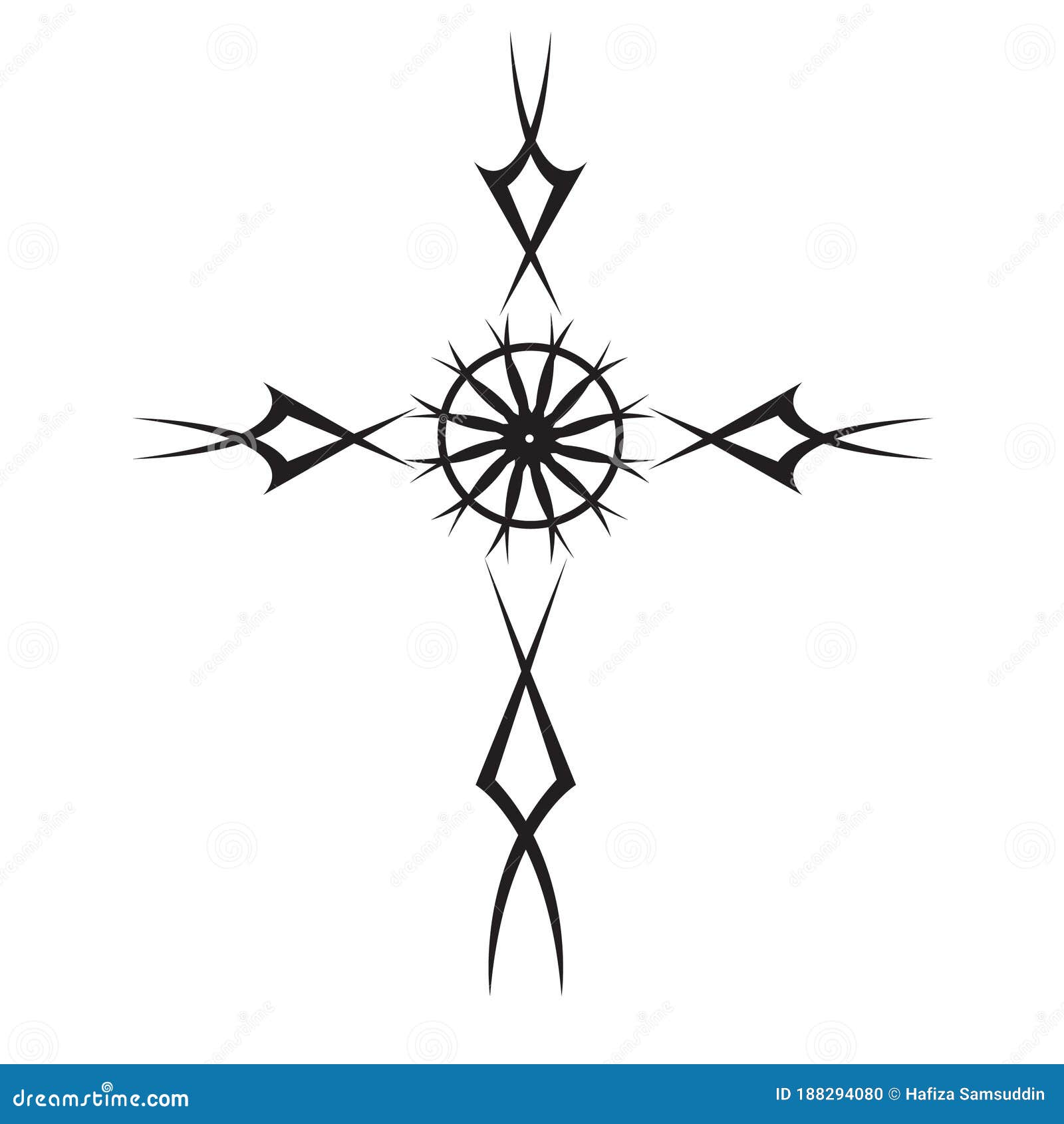  Tribal  Cross  Tattoo Vector Illustration Decorative Design 