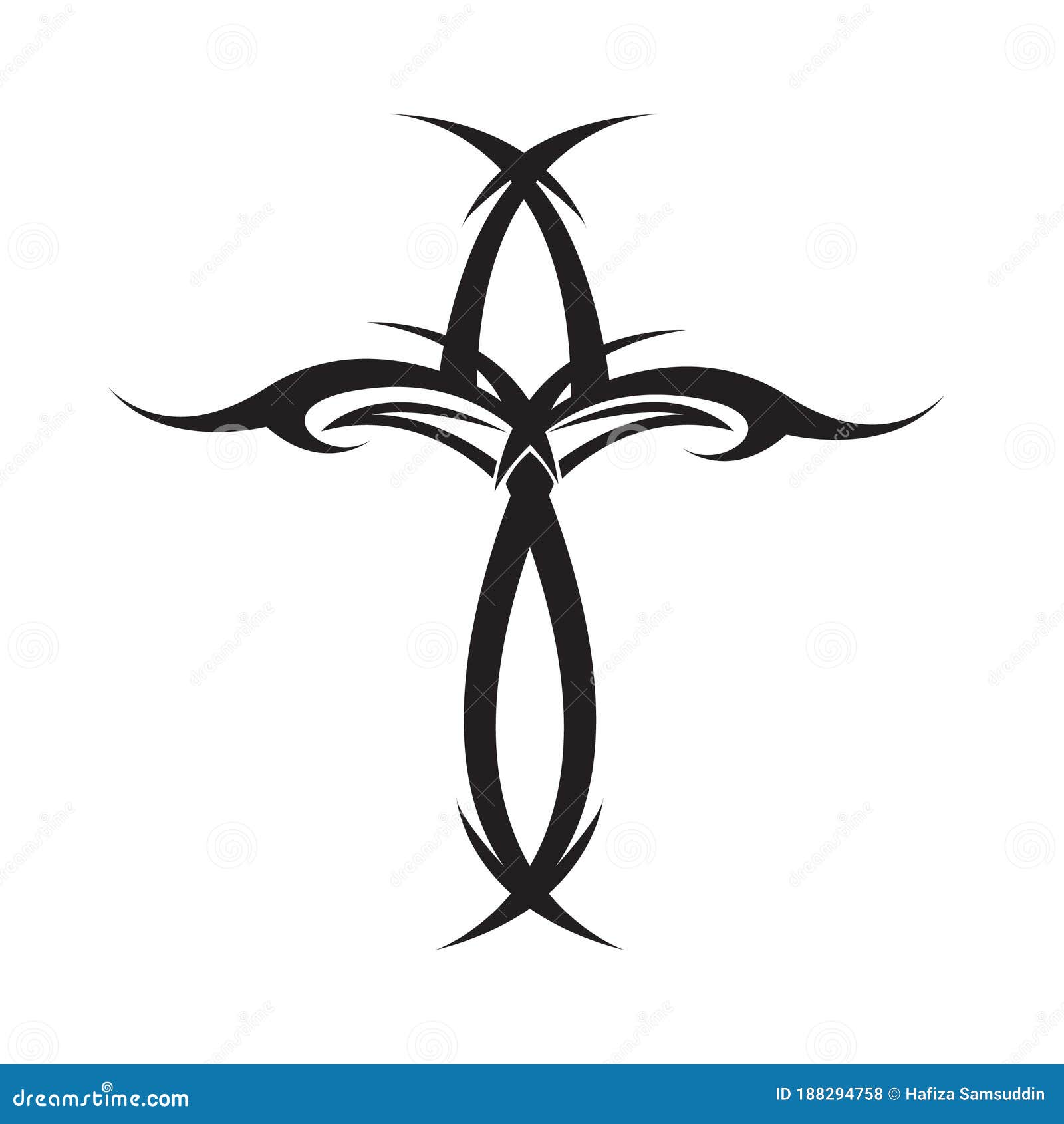  Tribal  Cross  Tattoo Vector Illustration Decorative Design 