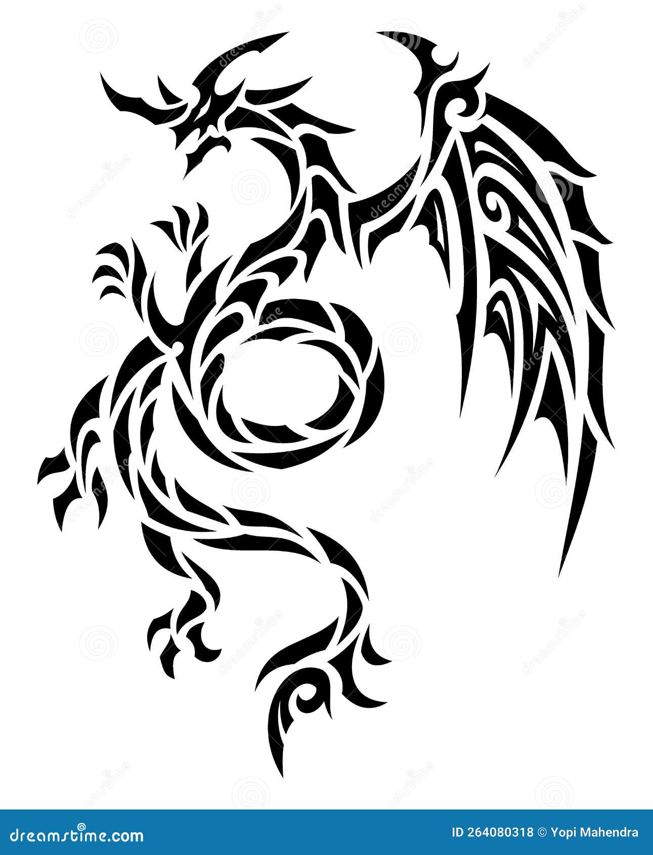 Tribal Dragon Design 3 stock vector. Illustration of calligraphy ...