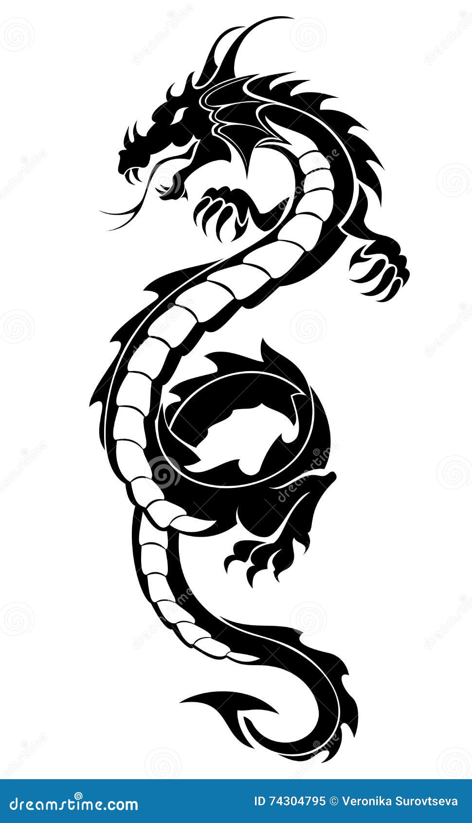 Tribal dragon tattoo stock vector. Illustration of legend - 74304795