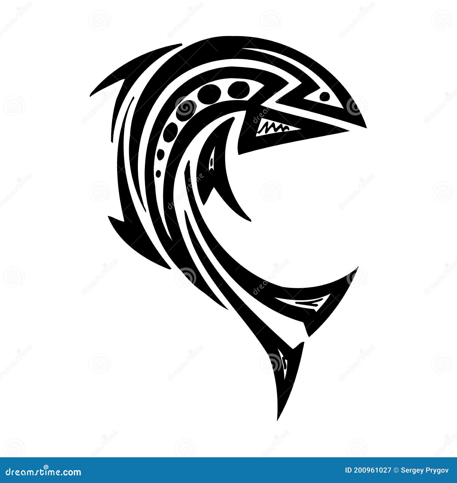 Tribal Fish - Sea Monster SVG Digital Download - Tribal, Tattoo
