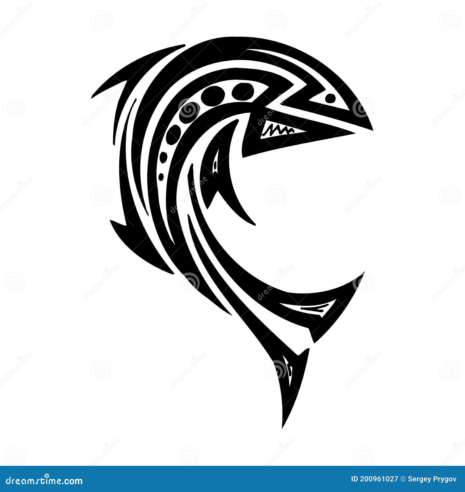 Tribal fish - sea monster svg digital download Vector Image