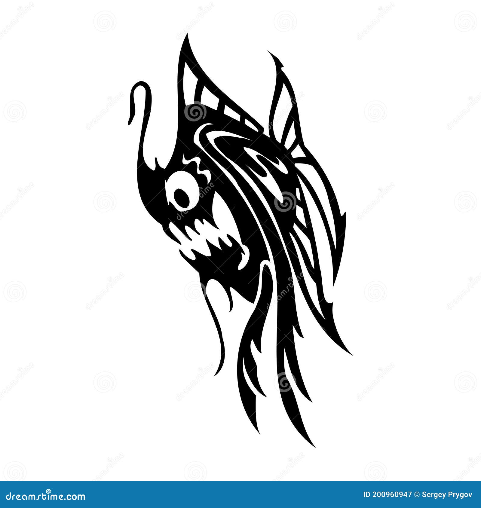 Download Tribal Fish Sea Monster Svg Digital Download Tribal Tattoo Cricut Cameo Silhouette Vector Clipart Decals Stock Vector Illustration Of Sweet Isolated 200960947