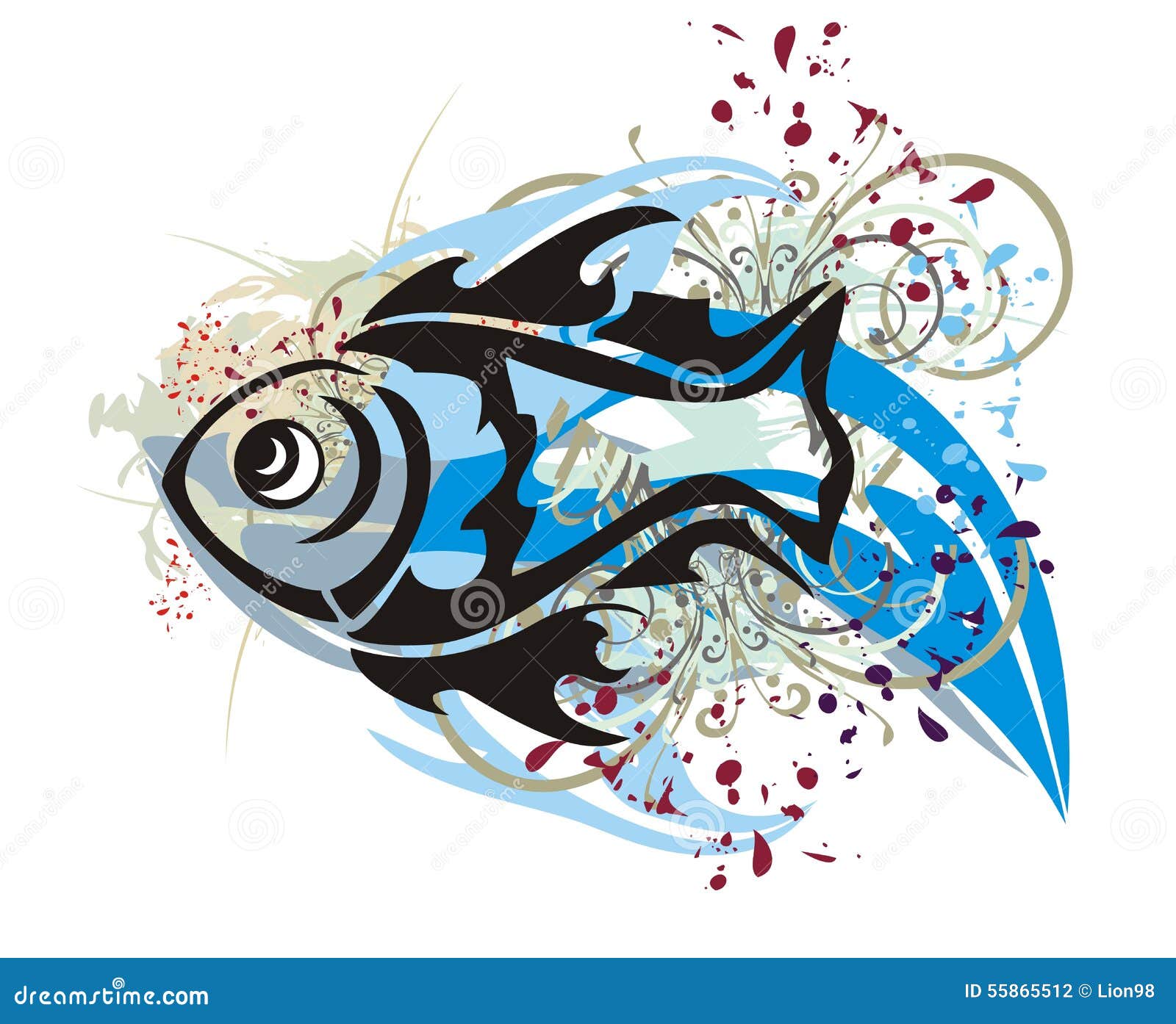 Tribal fish splashes stock vector. Illustration of nature 55865512