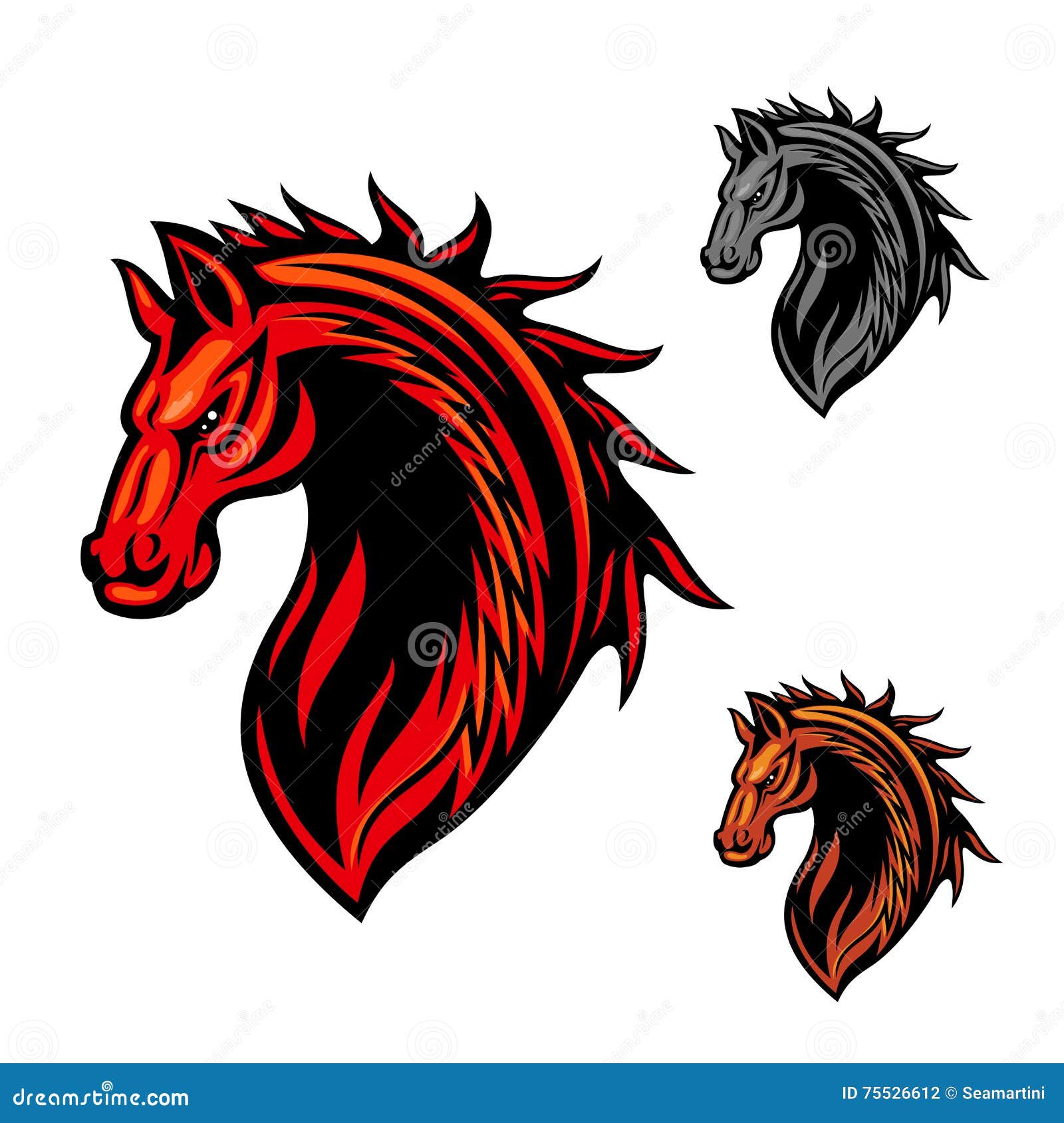 Head horse and flames outline design Royalty Free Vector