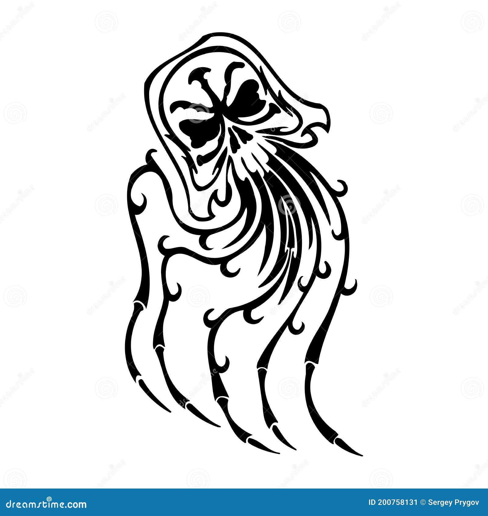 Tribal fish - sea monster svg digital download Vector Image