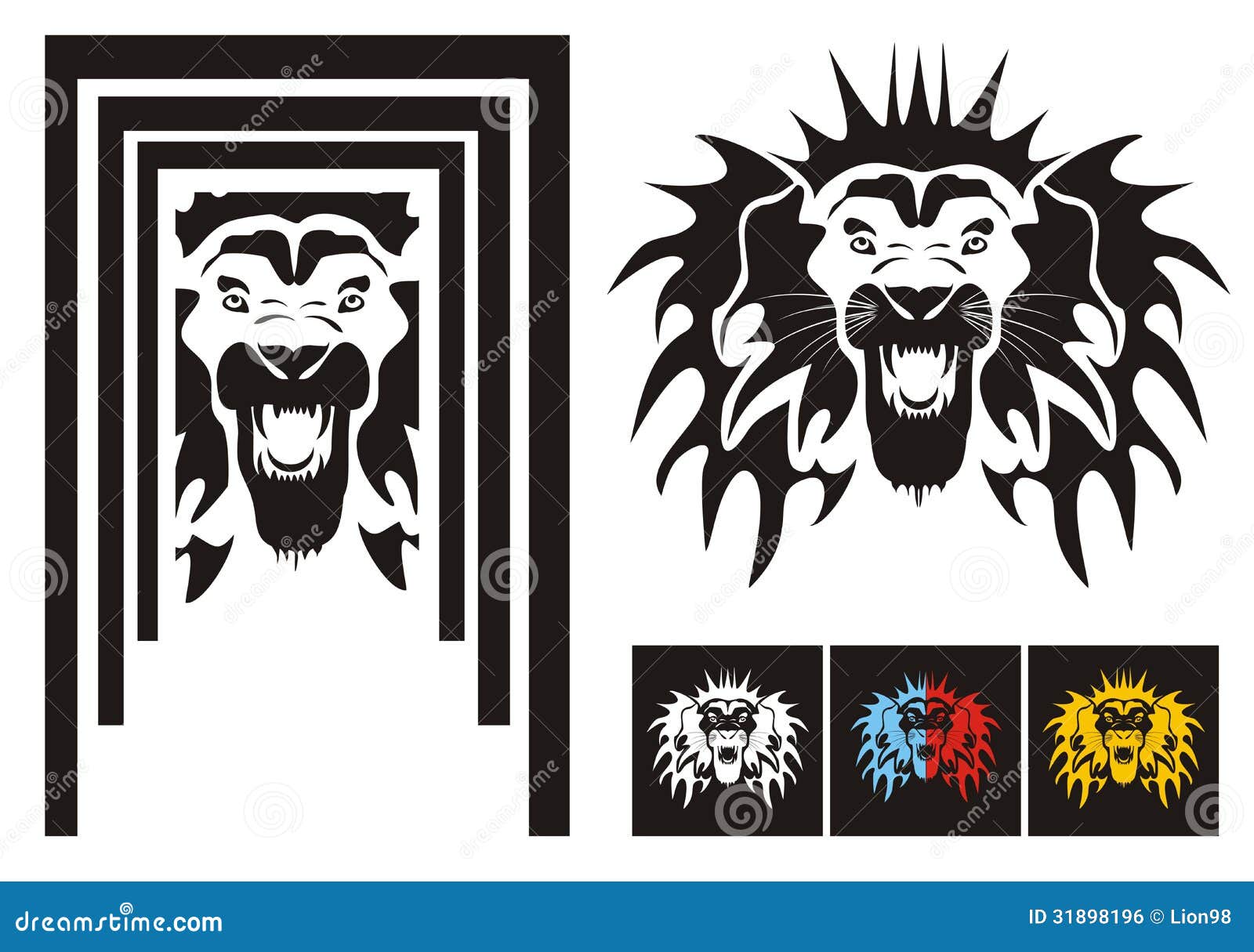 tribal lion head variants royalty free stock image tribal lion head variants royalty free stock image