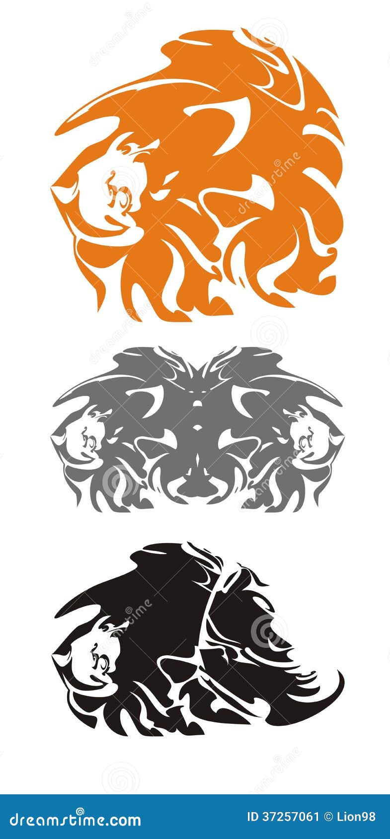 Tribal lion heads stock vector. Illustration of killing - 37257061