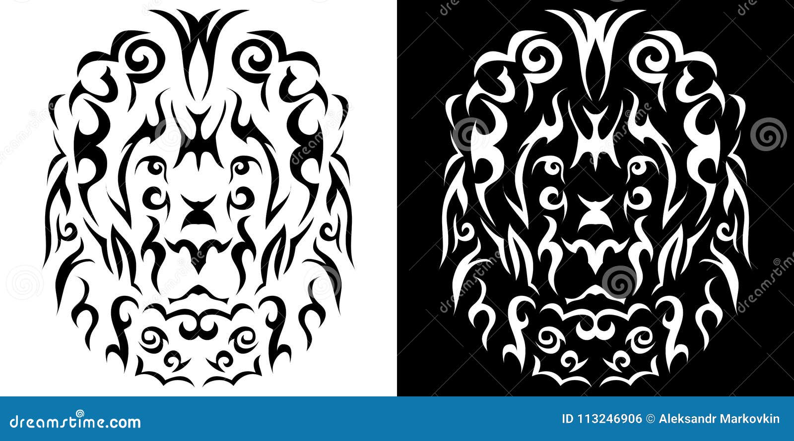 Tribal lion illustration stock vector. Illustration of colour - 113246906