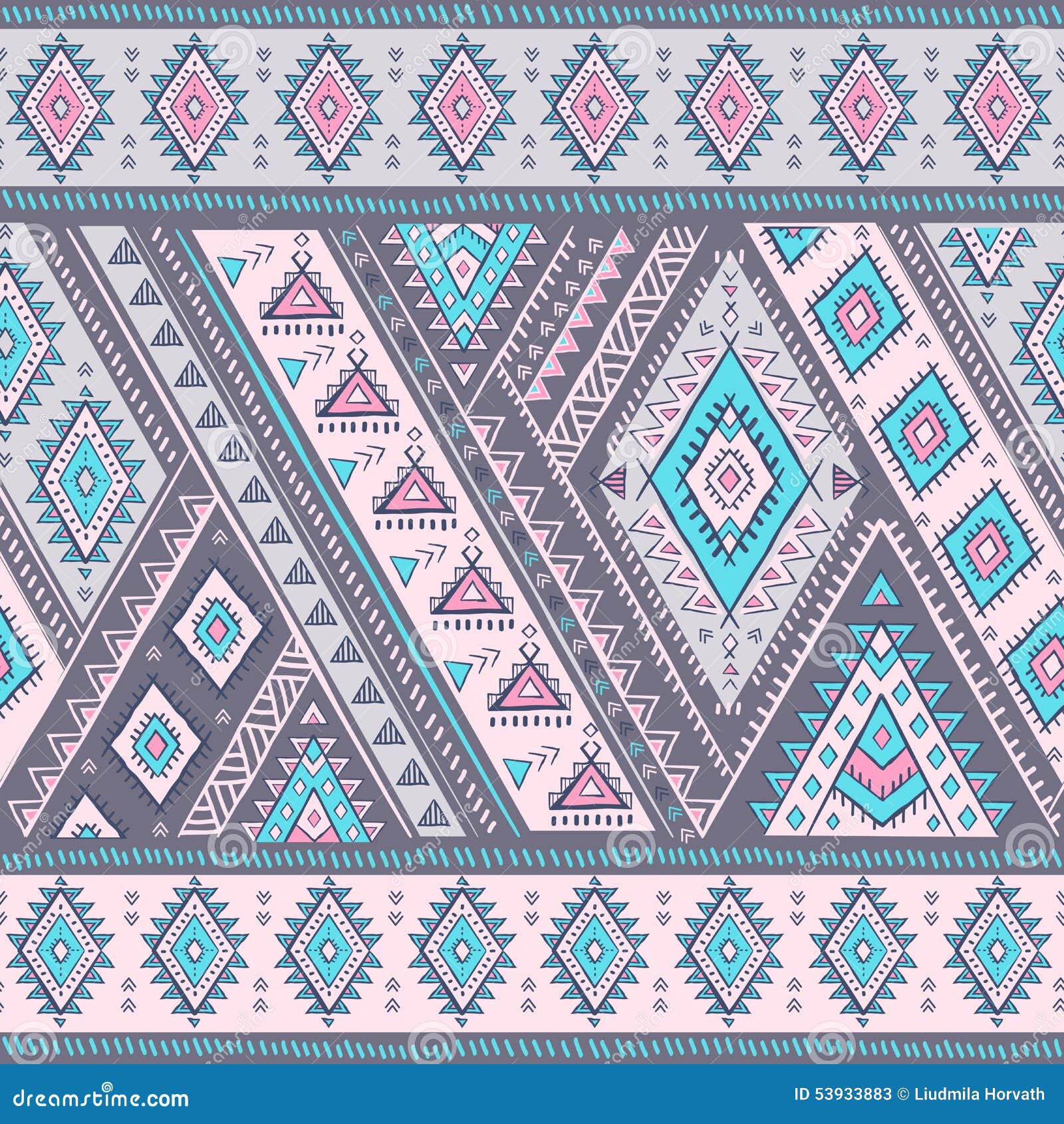 Tribal Mexican Vintage Ethnic Seamless Pattern Stock Vector ...