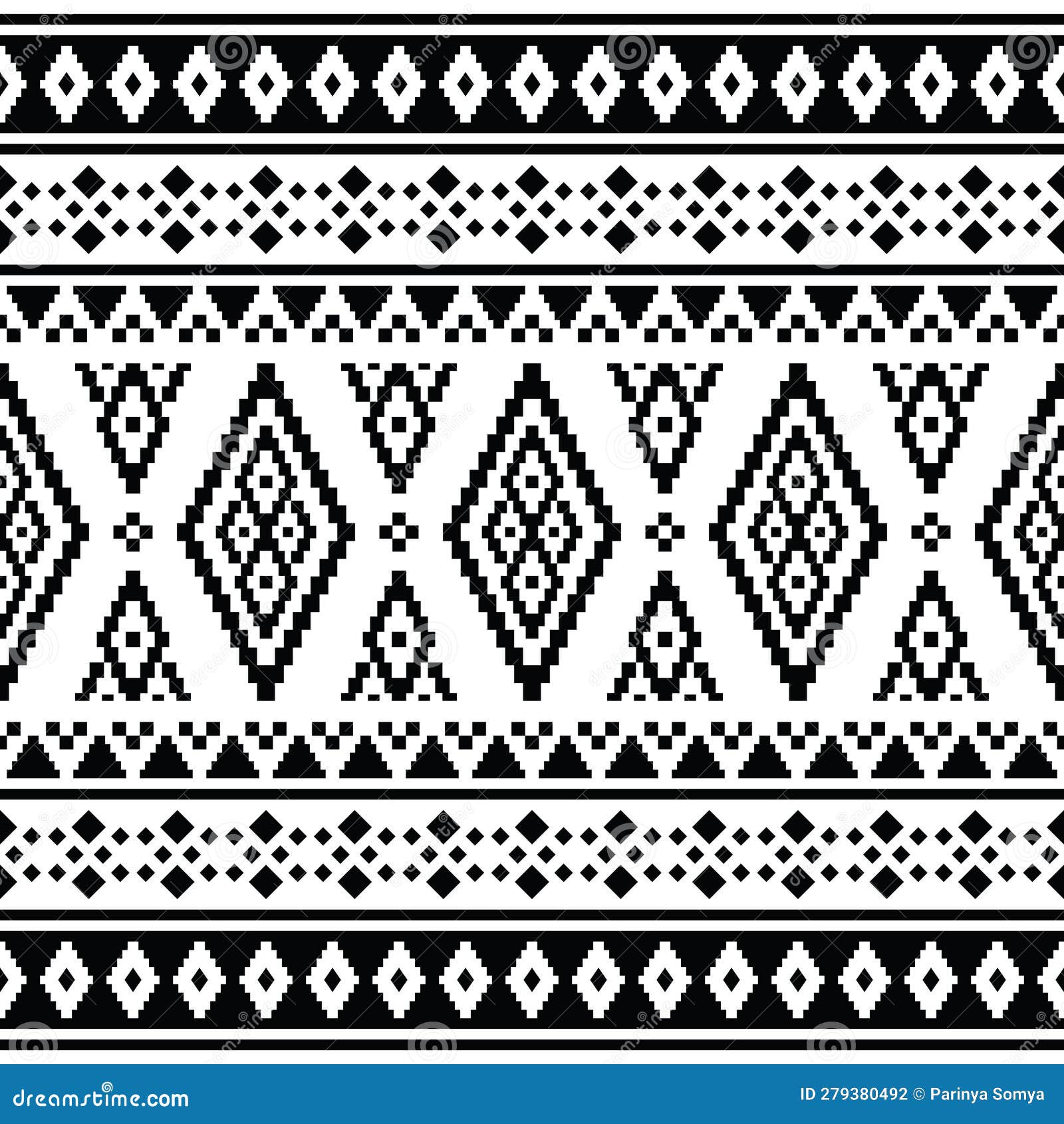 Tribal Motifs Design with Pixel Pattern. Geometric Abstract Seamless ...