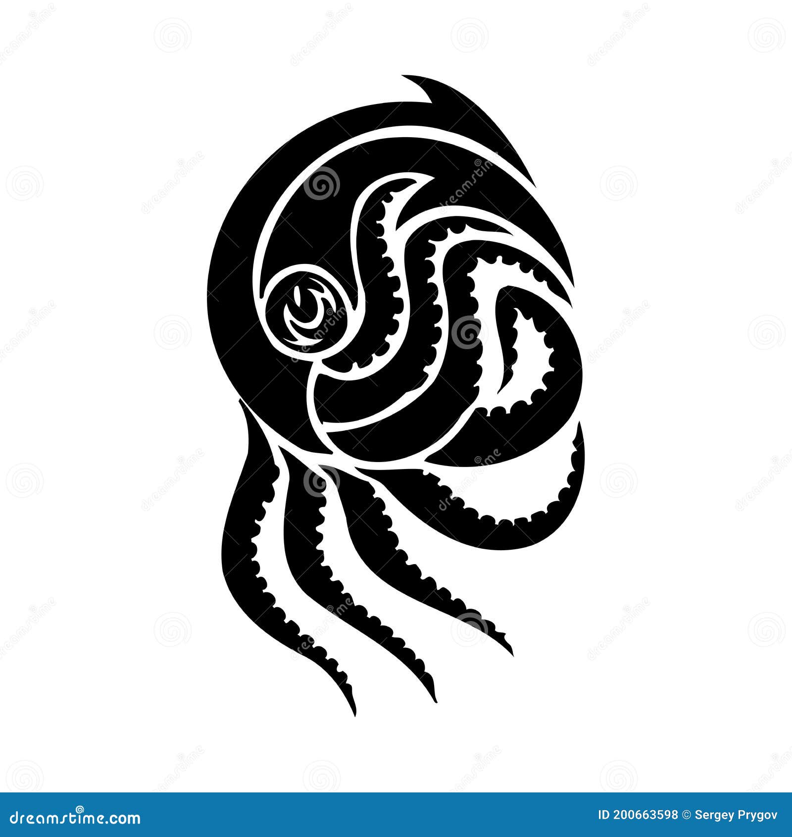 Download Tribal Octopus Sea Monster Svg Digital Download Tribal Tattoo Cricut Cameo Silhouette Vector Clipart Decals Stock Vector Illustration Of Sign Ocean 200663598