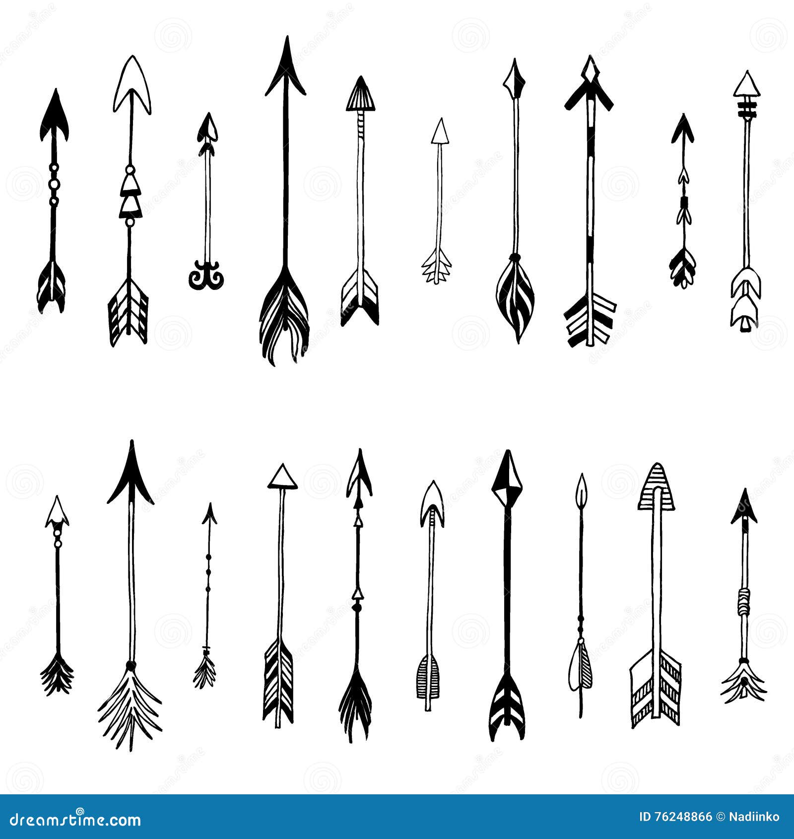 Tribal Painted Arrows Set. Different Native American ...
