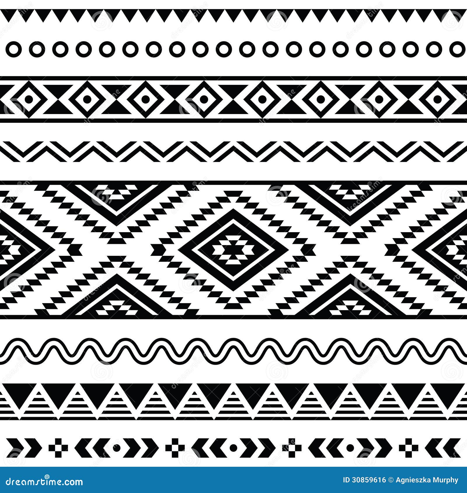 Tribal Seamless Pattern, Aztec Black and White Background Stock ...