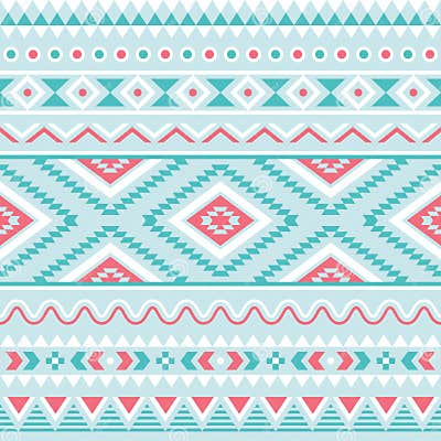 Tribal Seamless Pattern, Aztec Blue and Pink Background Stock ...
