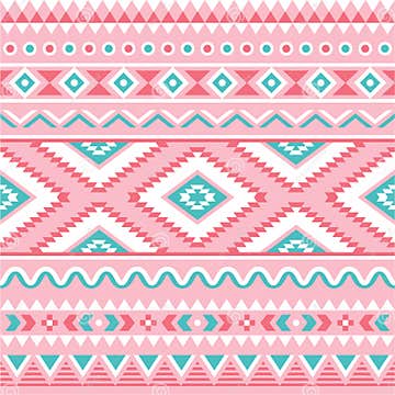 Tribal Seamless Pattern, Aztec Pink and Green Background Stock Vector ...