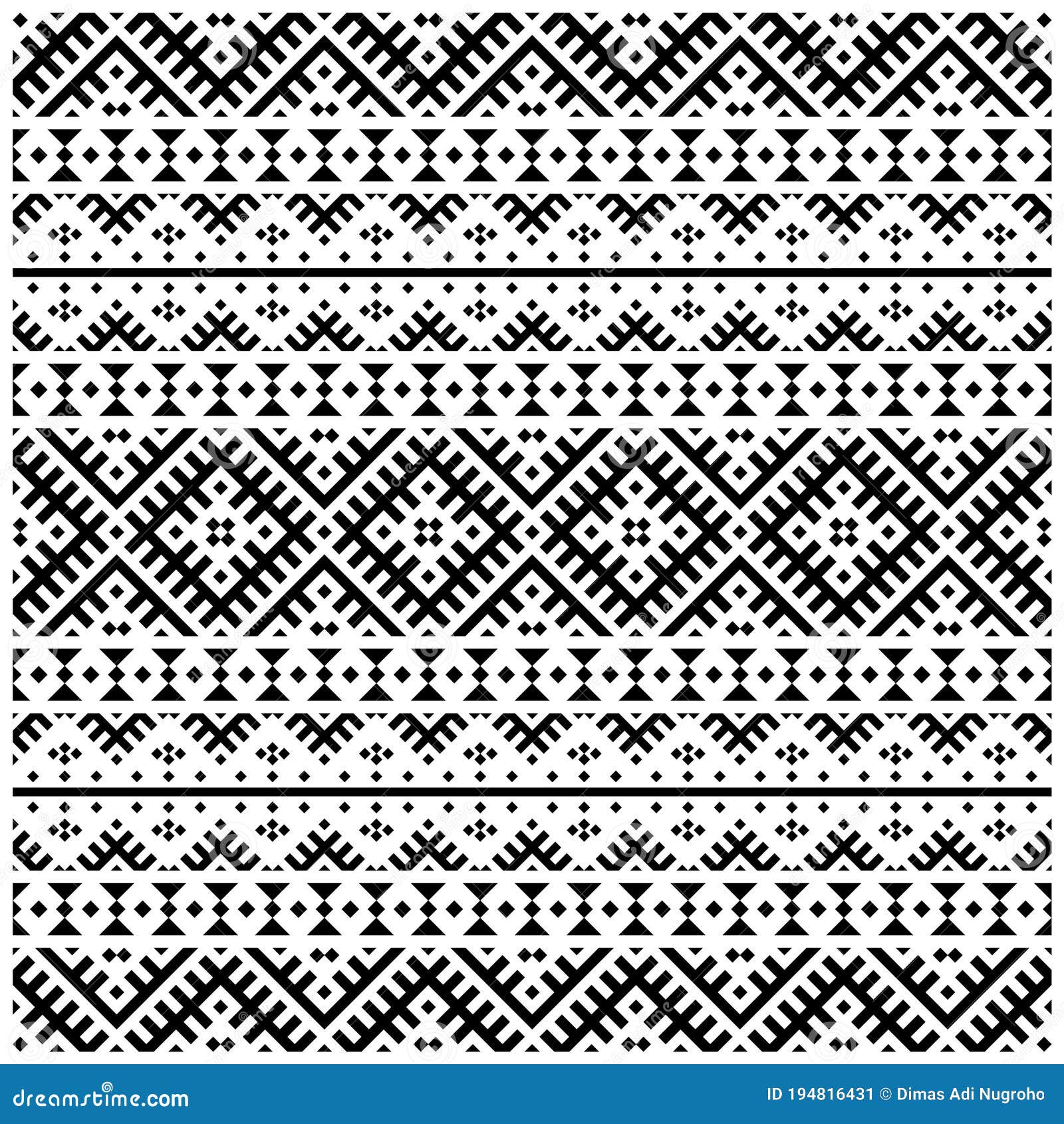 Tribal Seamless Pattern Texture Background Design Vector in Black White ...