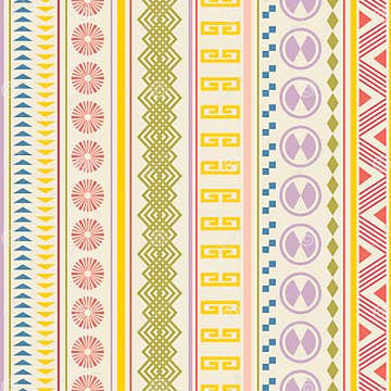 Tribal Striped Seamless Pattern. Stock Vector - Illustration of green ...