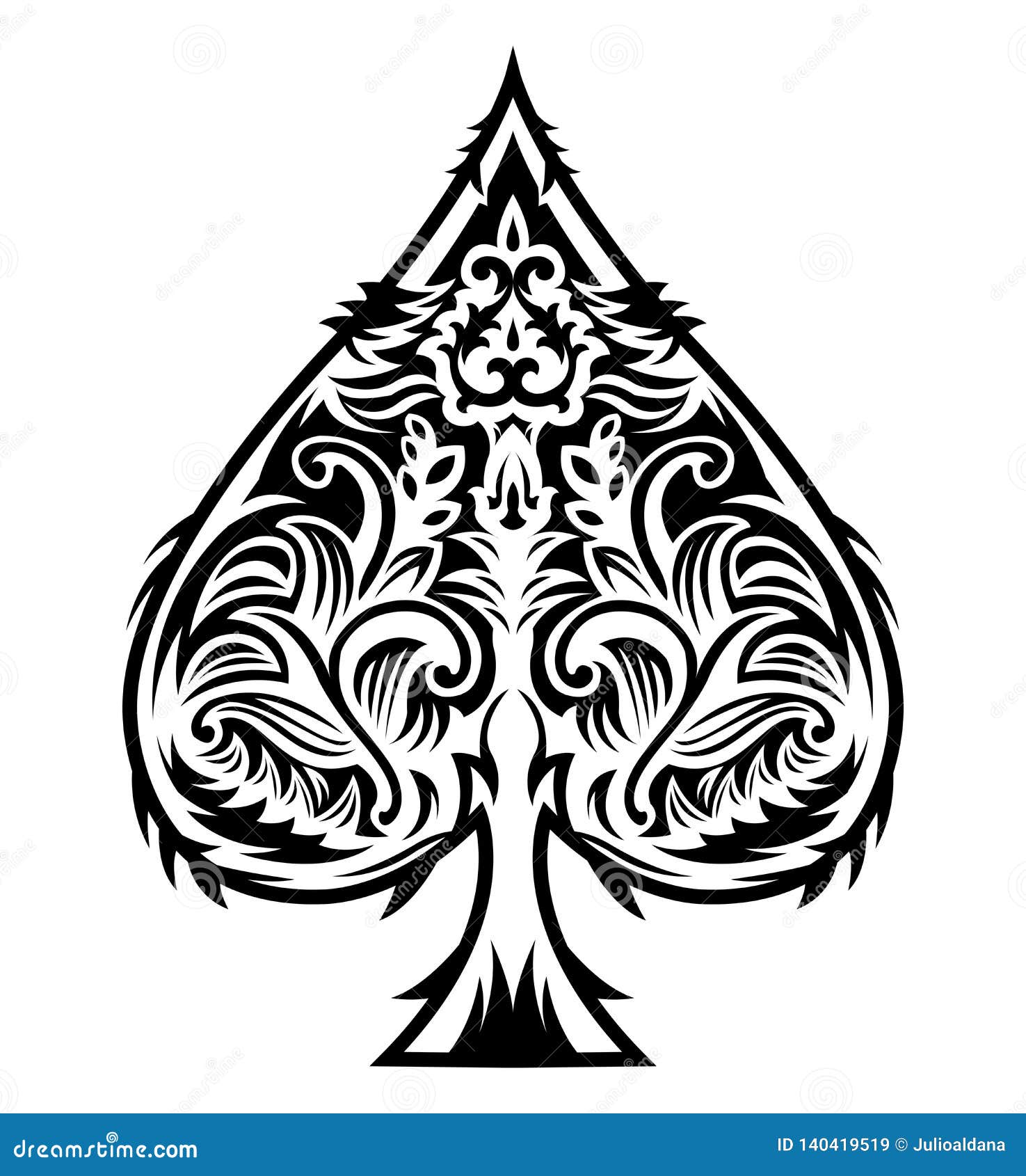 Tribal Style Spade Ace Design, Poker Emblem Vector Illustration