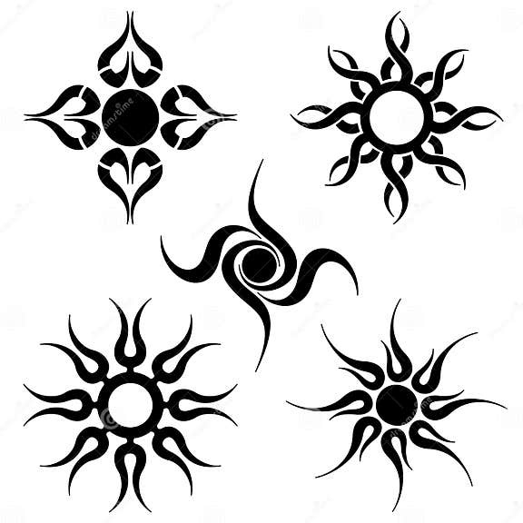 Tribal sun tattoo s stock vector. Illustration of collection - 23707115