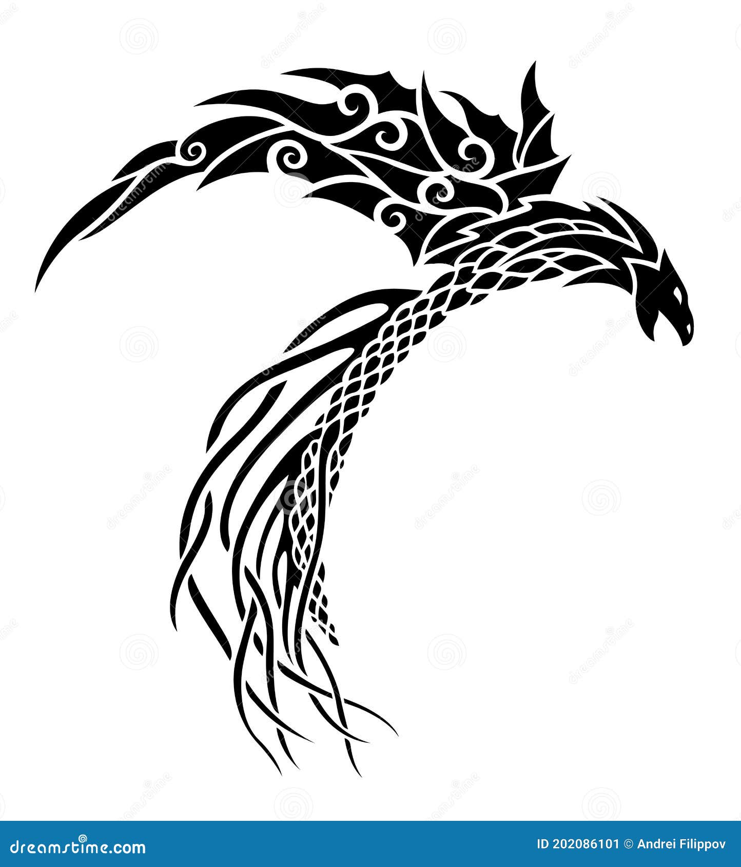 Tribal Tattoo Art with Black Fantasy Bird Stock Vector - Illustration of graphic, monochrome: 202086101 Tribal Tattoo Art with Black Fantasy Bird Stock Vector - Illustration of graphic, monochrome: 202086101