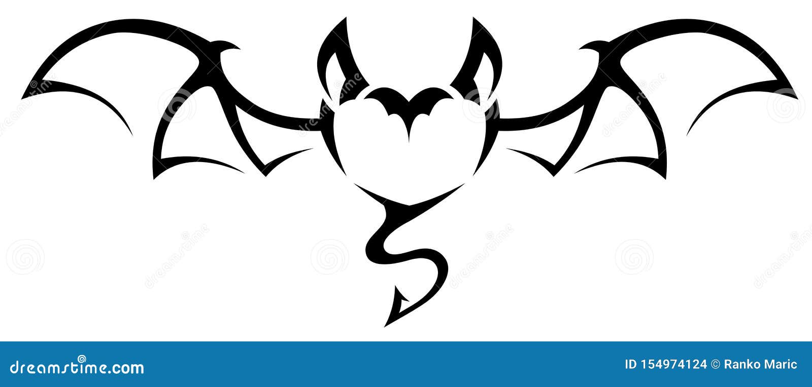 Tribal Tattoo Black and White Heart Shaped Bat Stock Vector - Illustration  of shape, graphic: 154974124