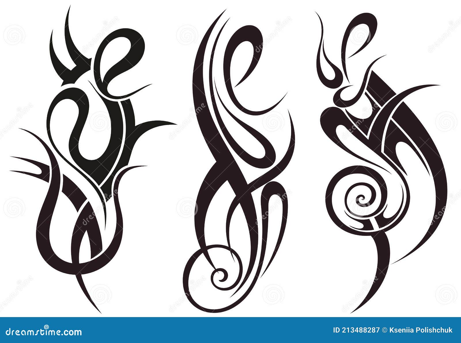 Black and White Tribal Tattoo Design Elements Set. Vector Illuctration  Stock Vector - Illustration of artistic, ornamental: 213488287