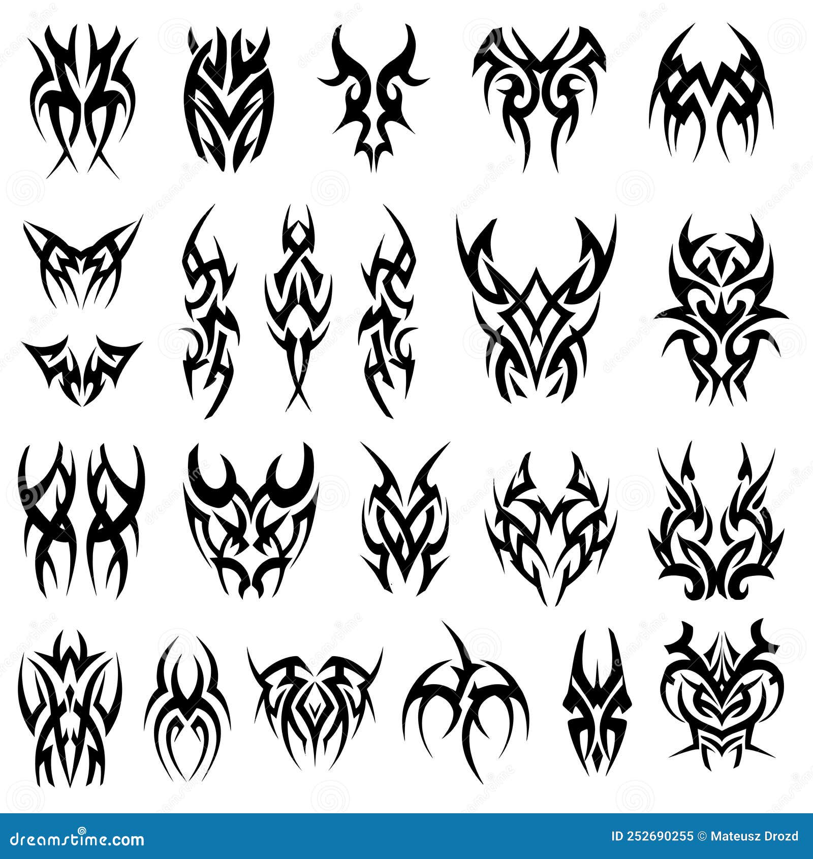 Tribal Tattoo Design Elements Stock Vector - Illustration of black ...