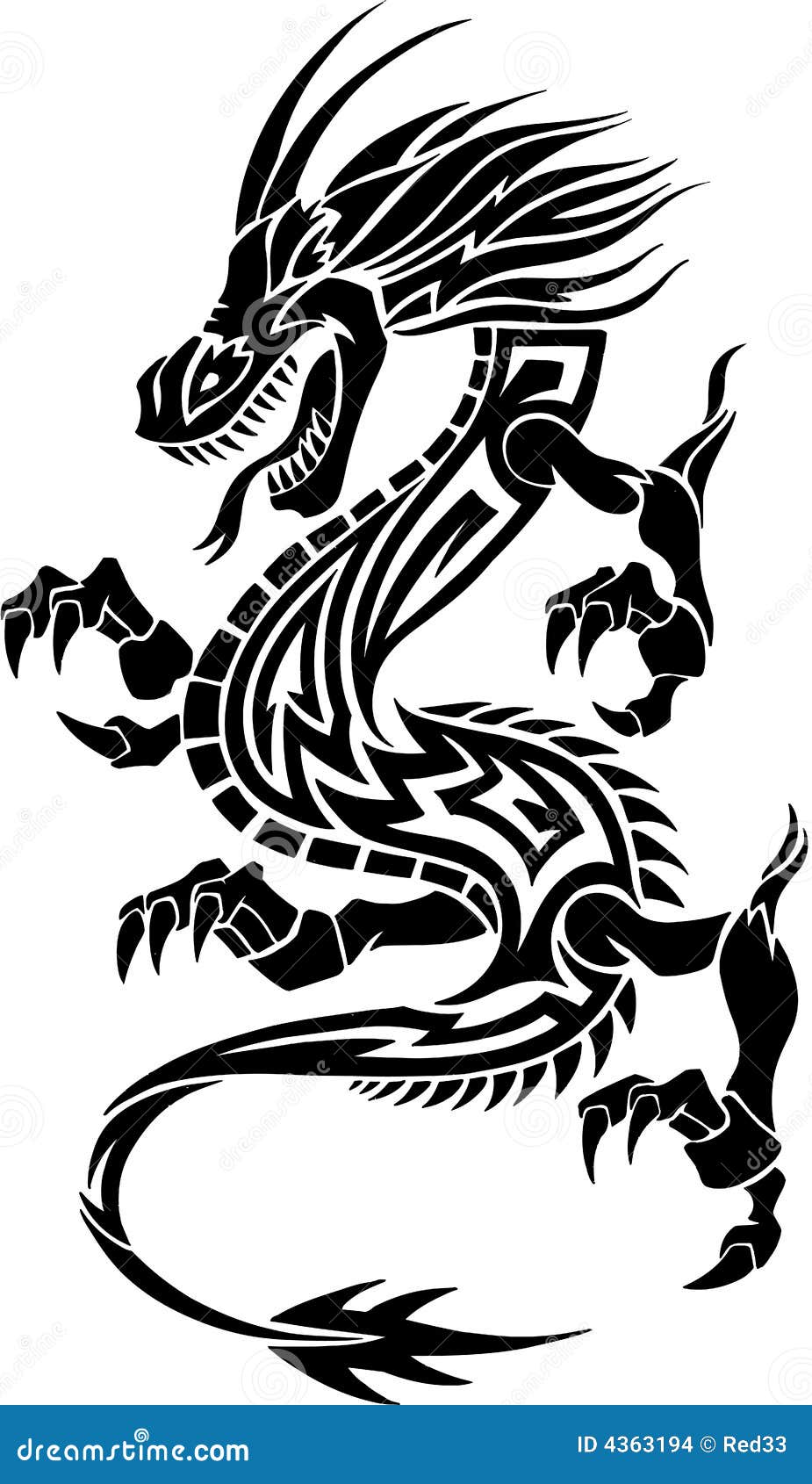 Dragon Tattoo Vector Art Icons and Graphics for Free Download