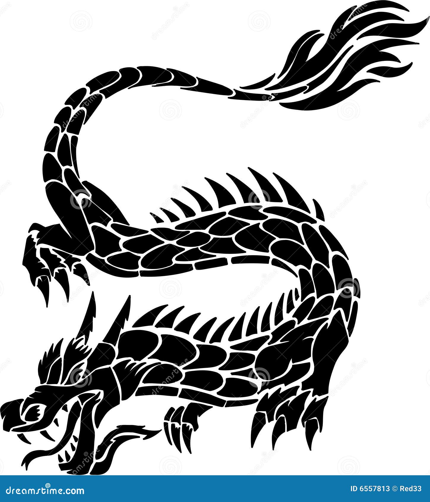 Wall Tattoo Asia Dragon in Red and Black Wall Decoration 