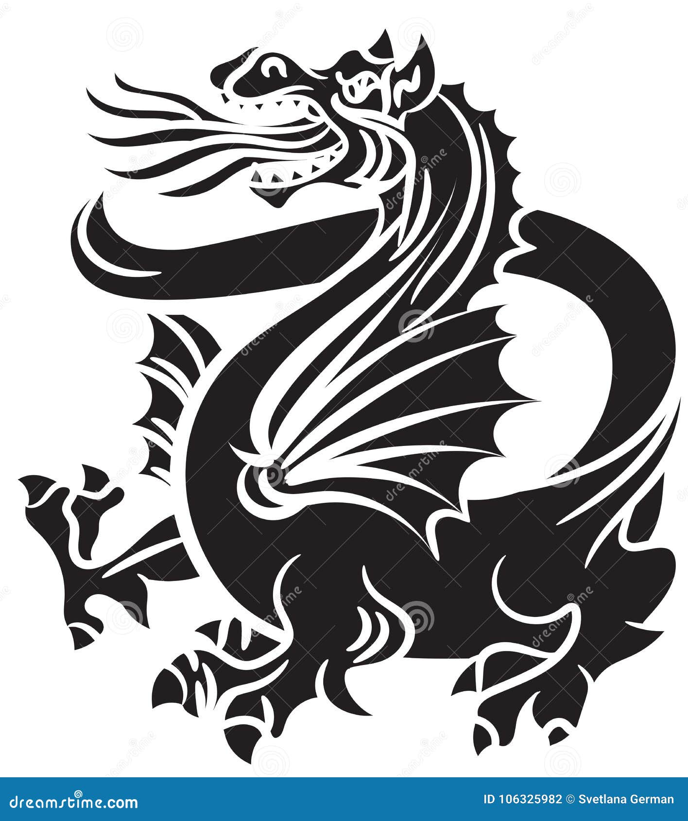 Tribal Tattoo Dragon Vector Illustration Stock Vector - Illustration of ...