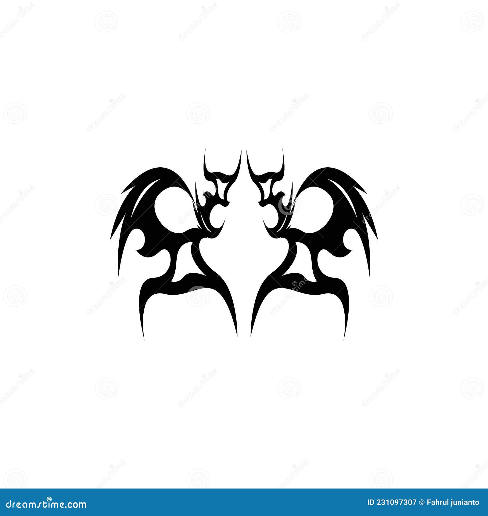 Bat and symmetric tribals Royalty Free Vector Image