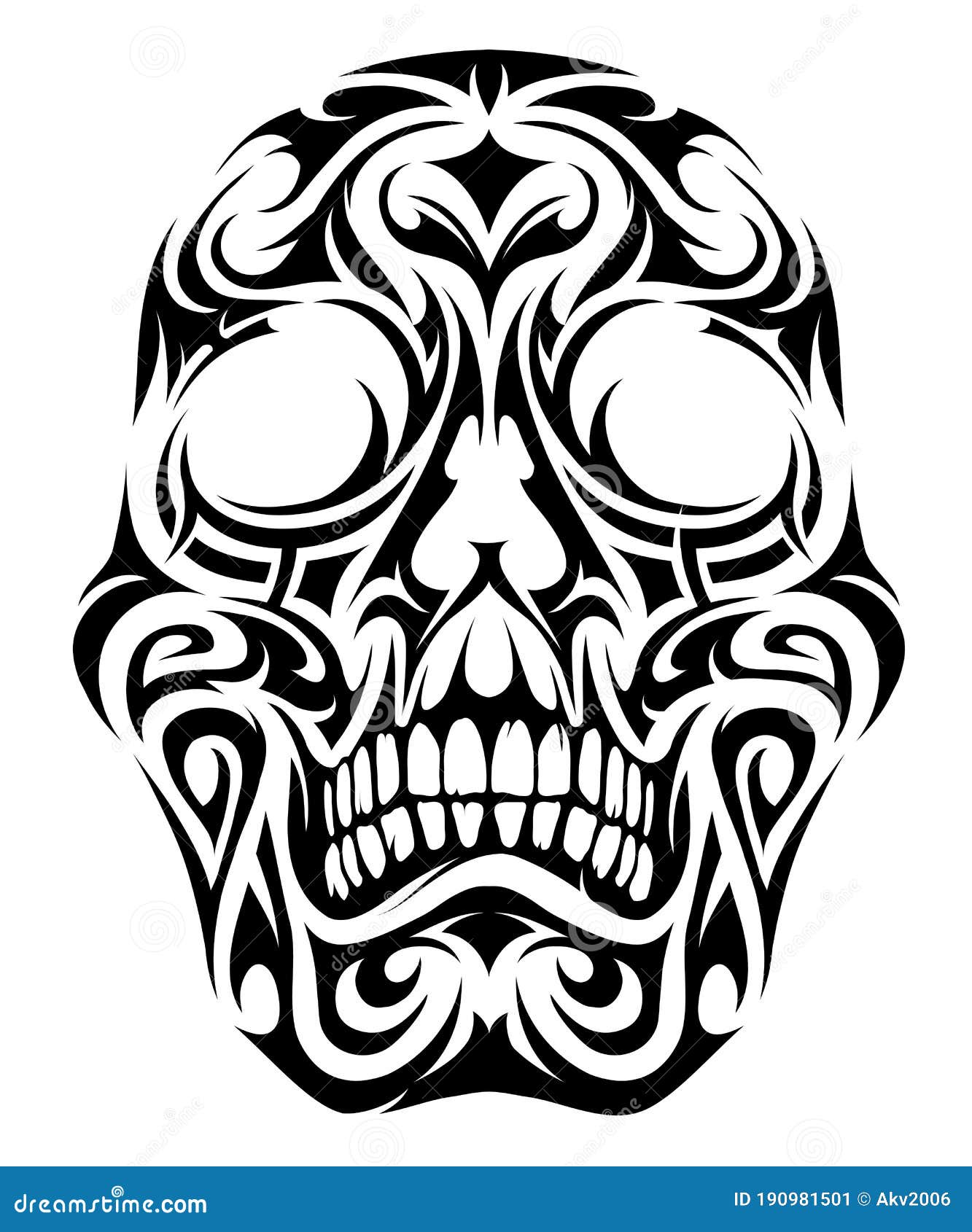 Art devil skull tattoo. Art design skull head mix graphic tribal tattoo  hand pencil drawing on paper. Stock Illustration | Adobe Stock
