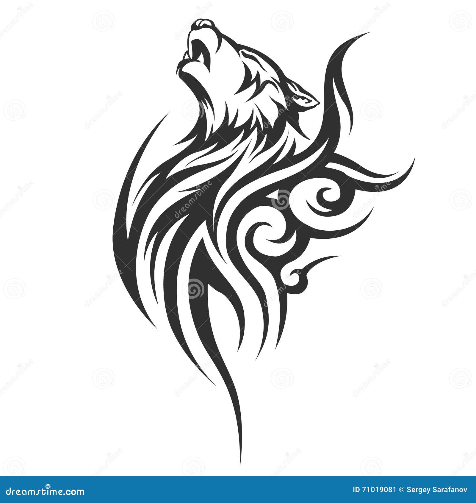 Tribal Tattoo Wolf Designs Stock Vector Illustration Of Design 71019081