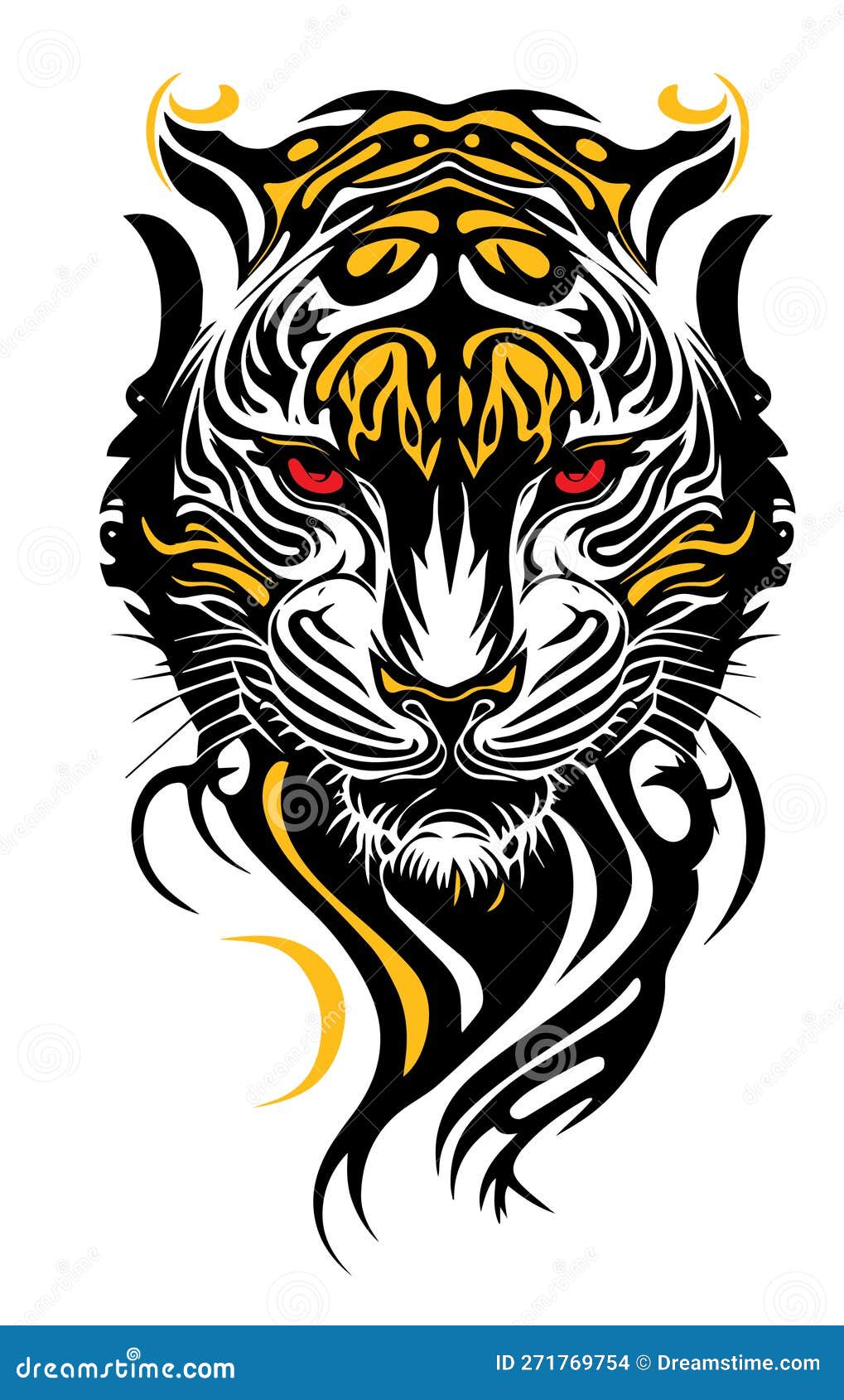 Tribal Tiger, Great for T-shirts and Tattoos Stock Vector - Illustration of  evil, artistic: 271769754