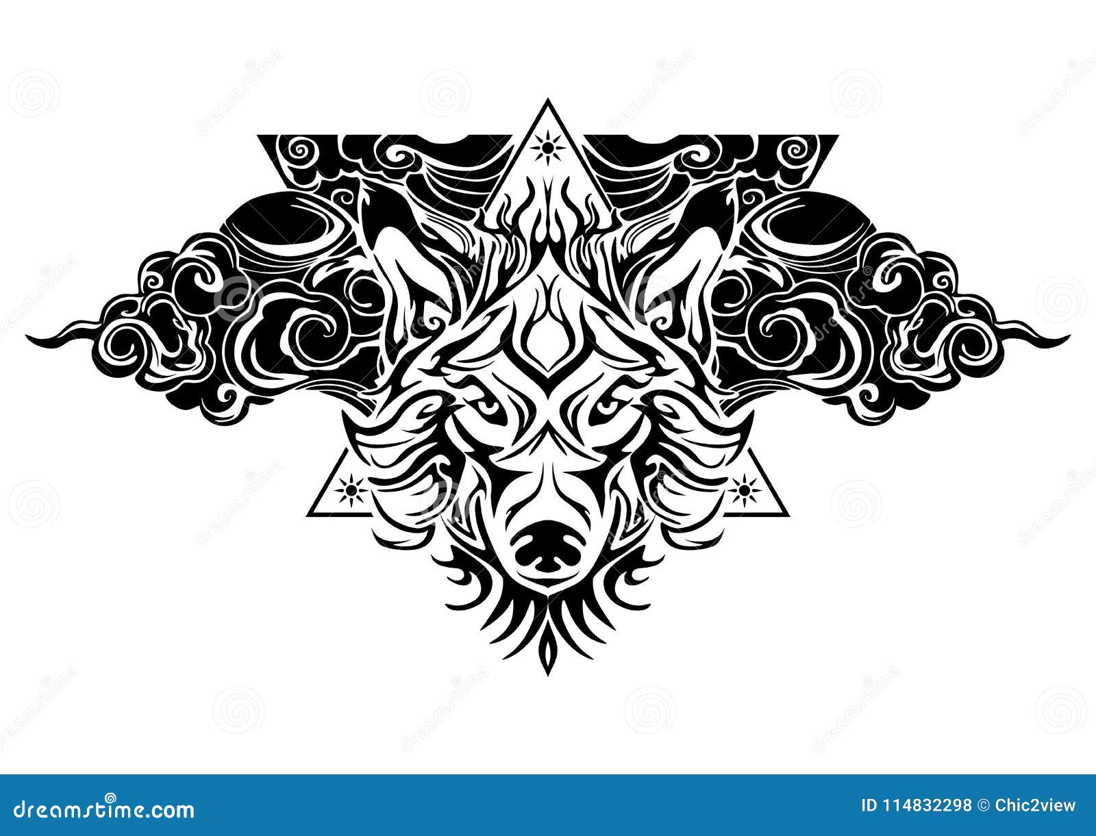 Buy Geometric Deer Head Tattoo Black and White Animal Tattoo Digital Art  Online in India - Etsy