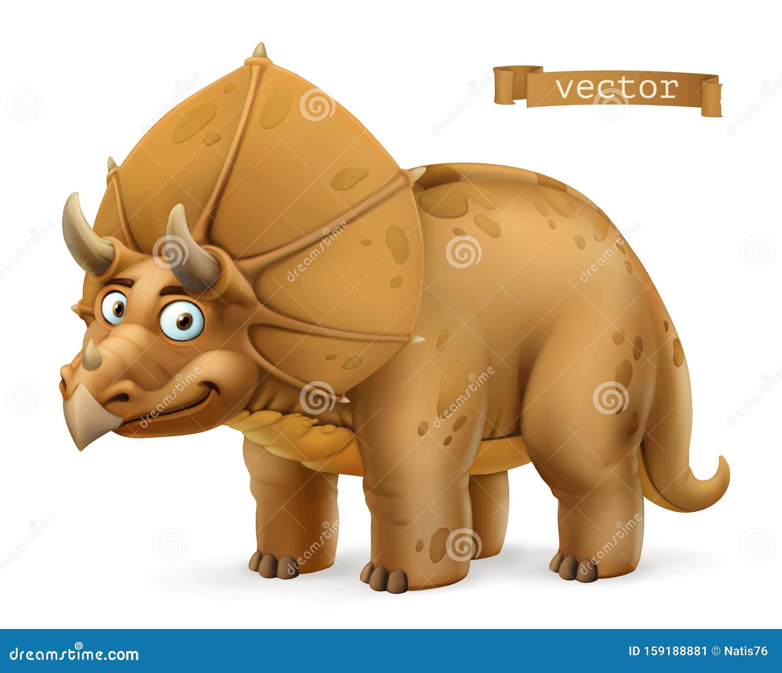 Download Triceratops, Ceratopsid Dinosaur Cartoon Character. Funny Animal 3d Vector Icon Stock Vector ...