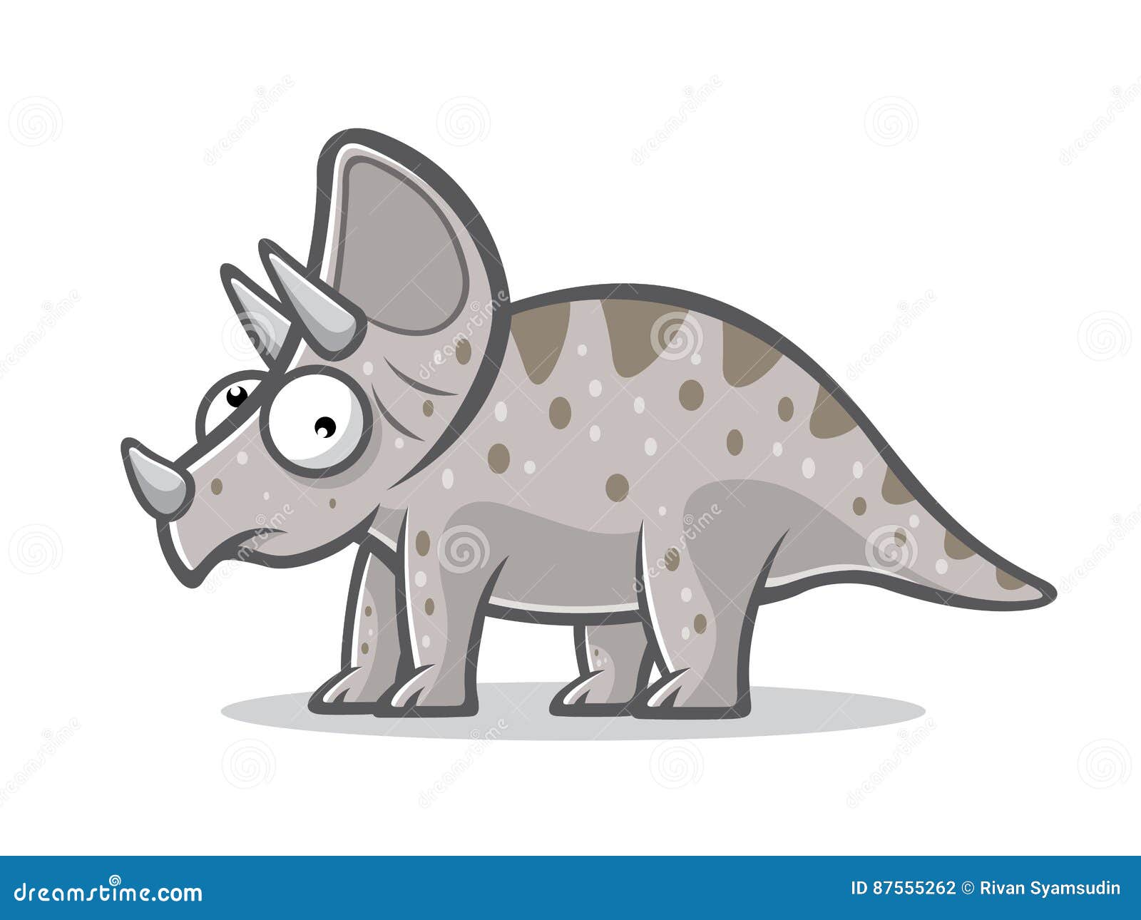 Triceratops divertido de la historieta. El triceratops de la historieta se colocaba con cuatro piernas