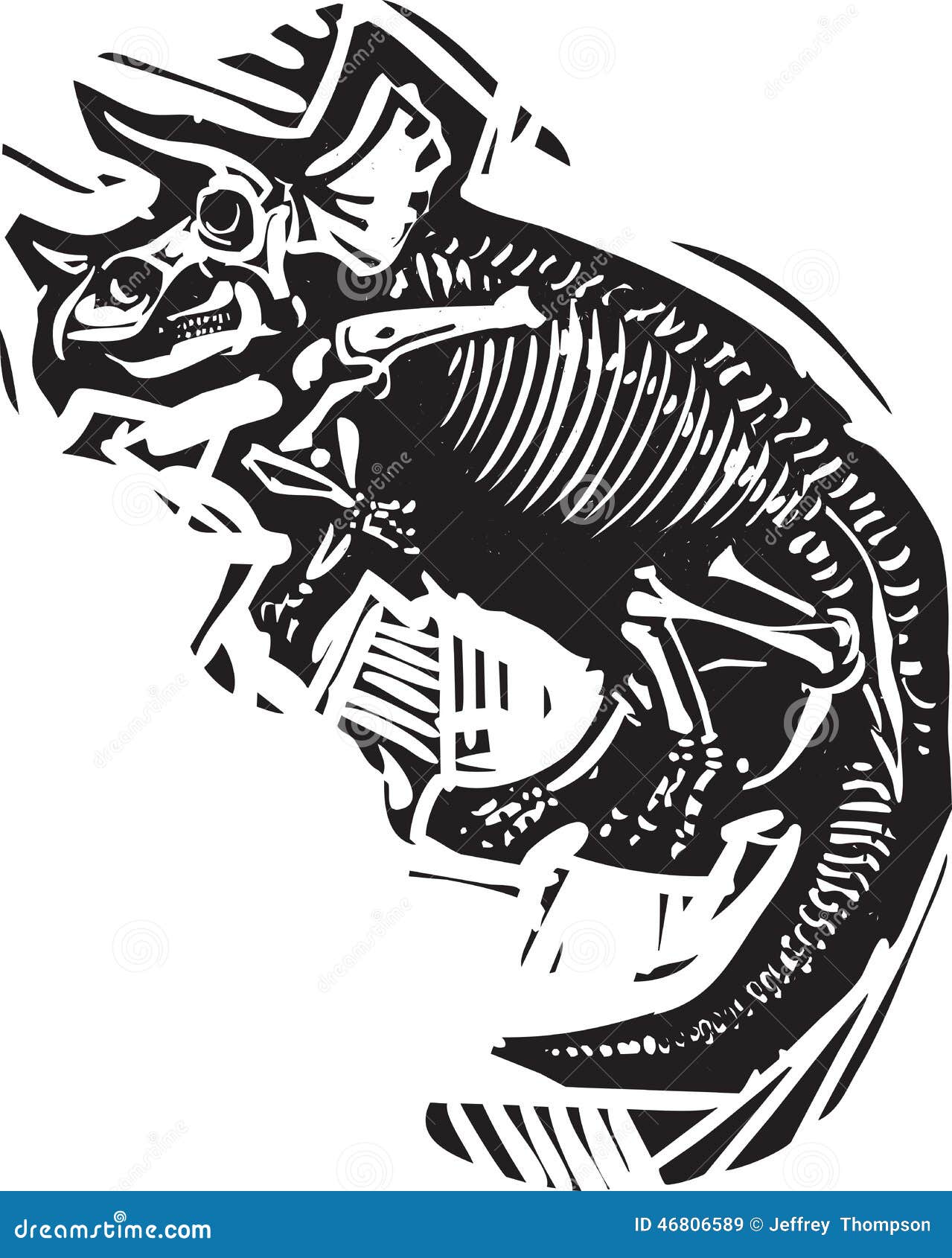 Premium Vector  Abstract black line dinosaur triceratops skull