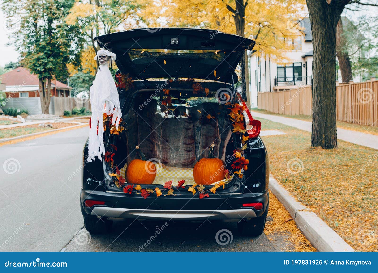 Trick or Trunk. Black Car Trunk Decorated for Halloween Stock Photo ...