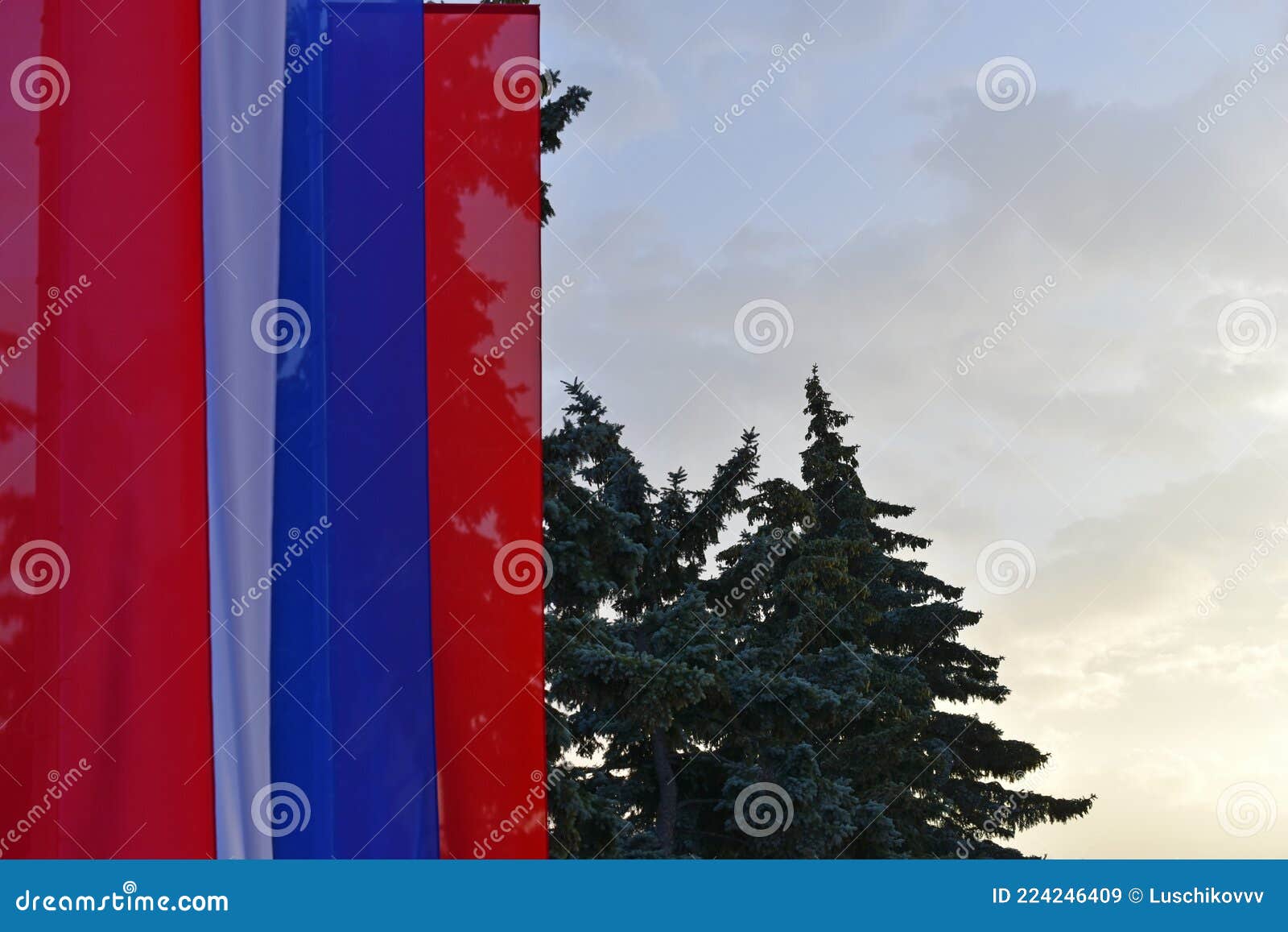 Tricolor Flags on the Square are Red White and Blue Stock Image Image